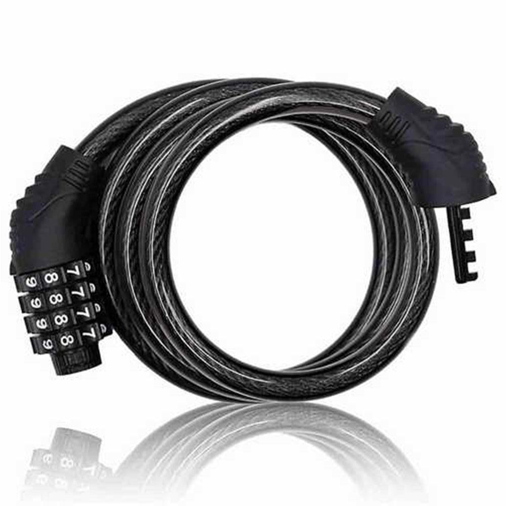 Bisiklet Kilidi CMC6682 12mm*80 Cm Şifreli Bisiklet Halat Zincir Kilidi 80 Cm Çelik Kilit Çap 12 Mm Hırsız Önleme Güvenlik