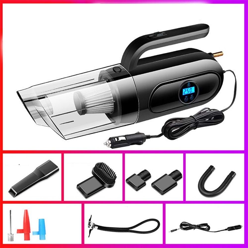 4'ü 1 arada Dijital Göstergeli Güçlü Emişli Elektrikli El Süpürgesi ve Lastik Şişirme Hava Kompresörü