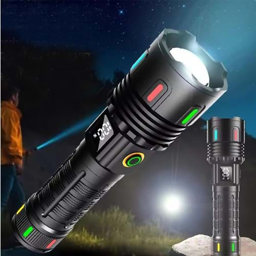 El feneri Şarjlı El Feneri GS-4200 Ultraviyole el feneri Gold Silver Zumlu Şarjlı El Feneri Fener