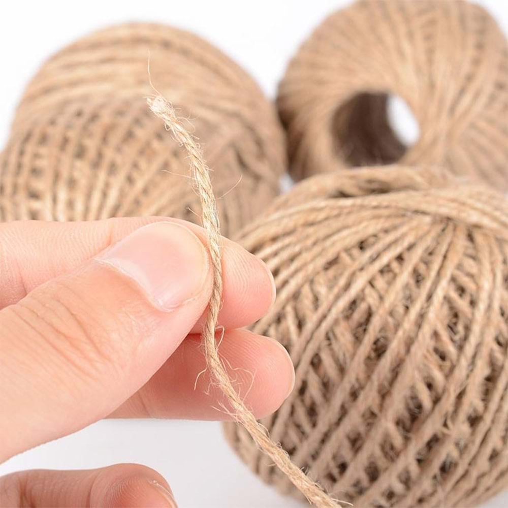 Jüt İpi Hasır ipi Kırnap İpi 100 Gr. 84,2 Metre 1,4 Mm Kendir İpi Keten İpi Süsleme Hobi El İşi Jüt ip Hasır İp