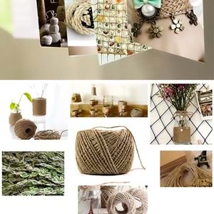 Jüt İpi Hasır ipi Kırnap İpi İnce 400 Gr. 336,6 Metre 1,4 Mm Kendir İpi Keten İpi Süsleme Hobi El İşi Jüt ip Hasır İp