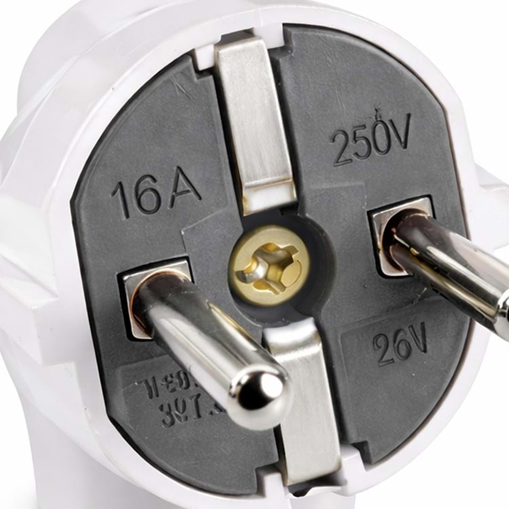 Topraklı Erkek Fiş 16A 250V Güvenli Priz Fişi