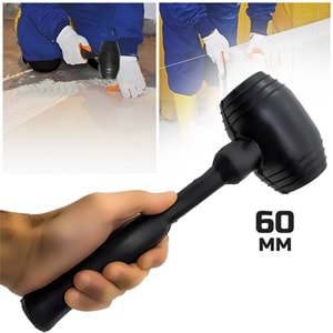 Tokmak 60 Mm Kauçuk Tokmak Fayans Fayansçı Tokmağı Çekiç Seramik Karo Döşeme Parke Tadilat 60’lık Siyah