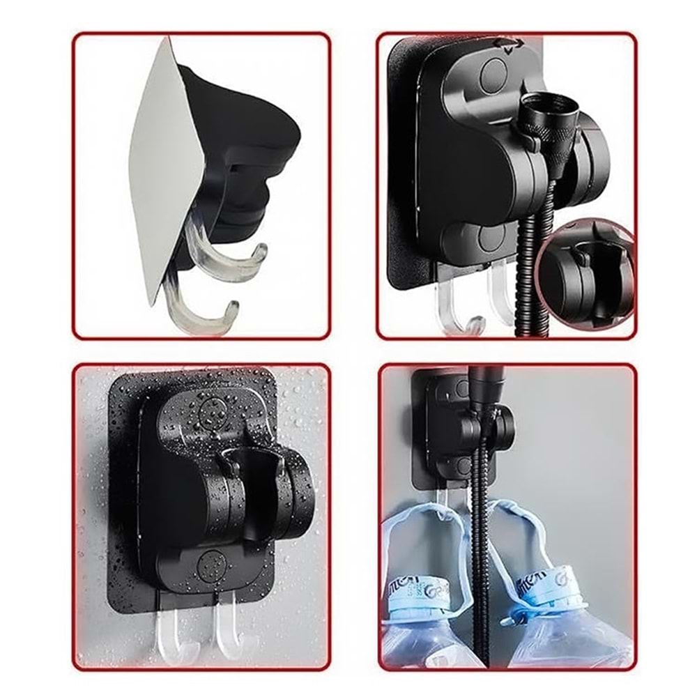 Duş Başlığı Tutucu Ayarlanabilir El Duş Tutacağı Duş Askısı Siyah