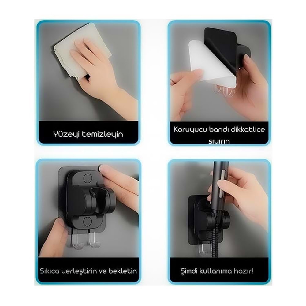 Duş Başlığı Tutucu Ayarlanabilir El Duş Tutacağı Duş Askısı Siyah