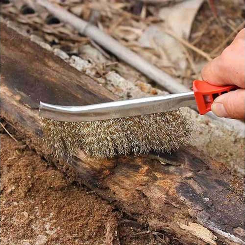 Tel Fırça Plastik Saplı Çelik Tel Fırça 225 Mm