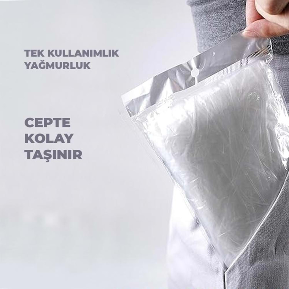 Yağmurluk Kapüşonlu Tek Kullanımlık Pe Yağmurluk